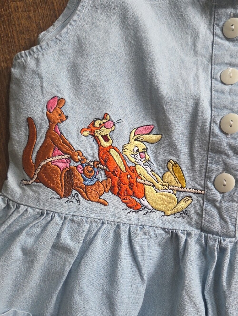 Light Blue Winnie the Pooh Embroidered Denim Dress - Picture 3 of 5